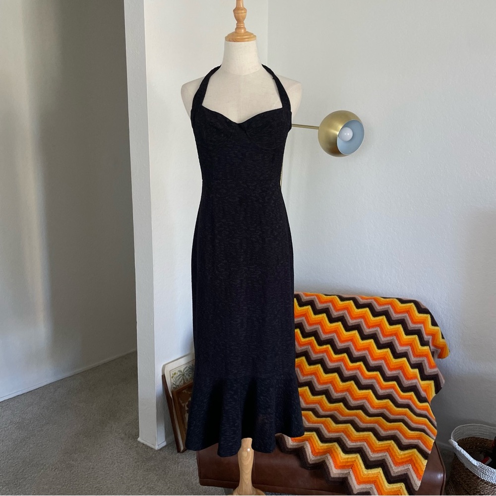 Hutch Halter Corset Shimmer Ruffle Midi Dress - Picture 4 of 15
